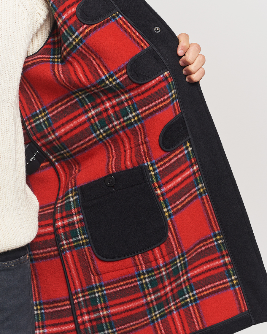 Herre | Jakker | Gloverall | Morris Duffle Coat Black/Royal Stewart