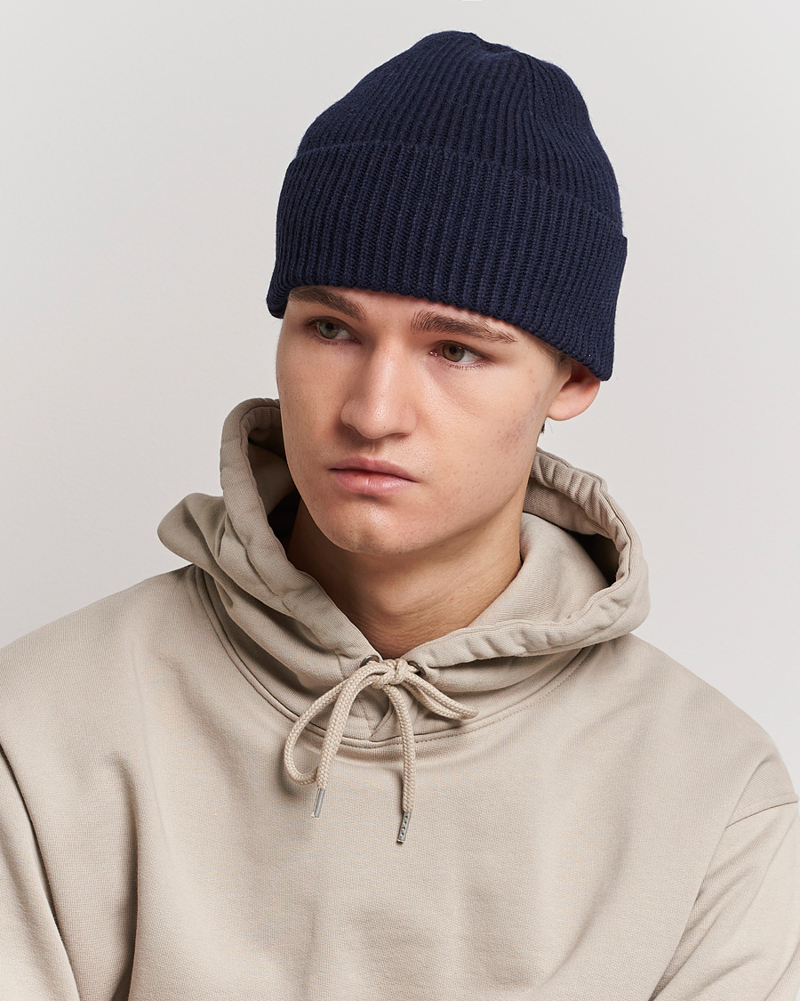 Herre | Huer | Colorful Standard | Merino Wool Beanie Navy Blue