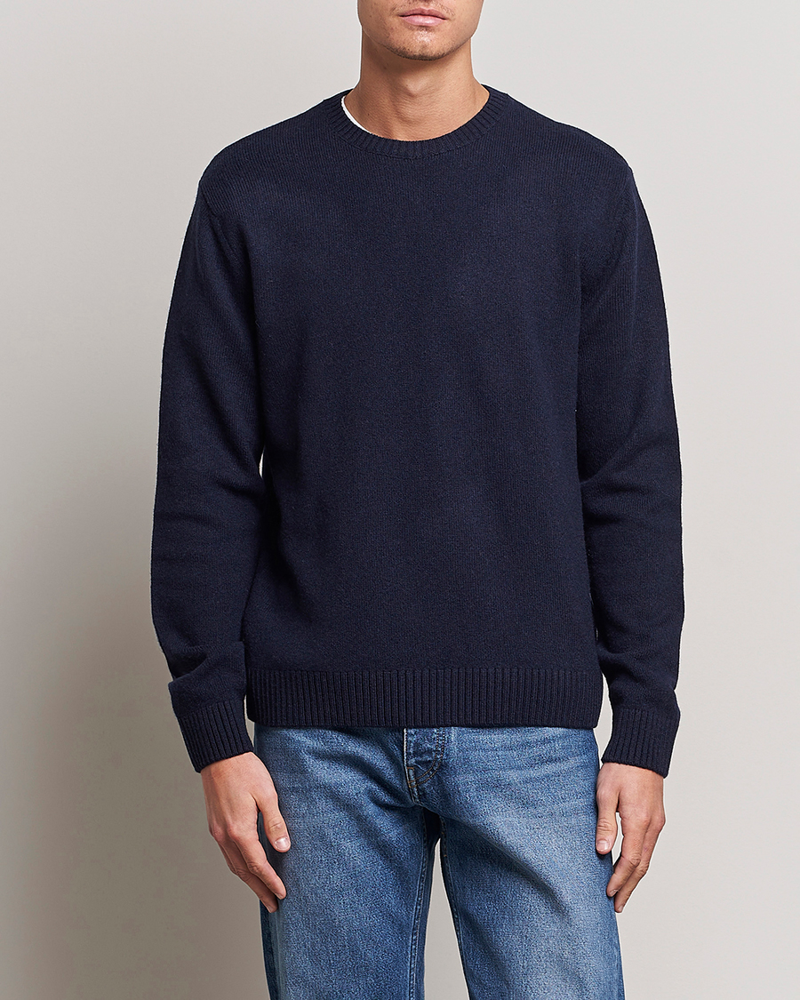 Herre | Strikkede trøjer | Colorful Standard | Classic Merino Wool Crew Neck Navy Blue