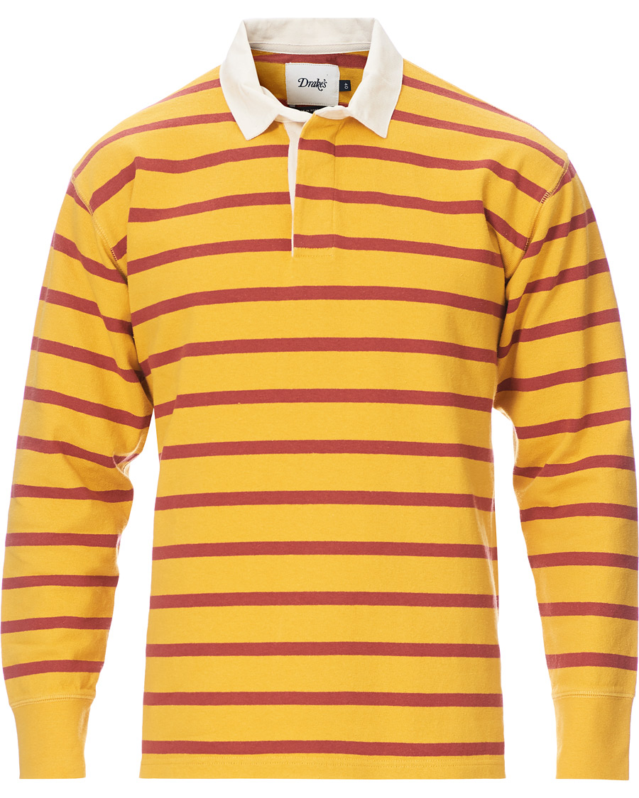 Herre | Trøjer | Drake's | Long Sleeve Rugby Strype Yellow/Red