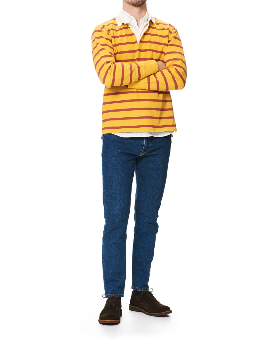 Herre | Trøjer | Drake's | Long Sleeve Rugby Strype Yellow/Red