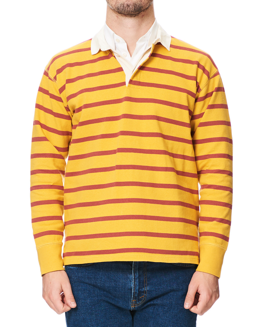 Herre | Trøjer | Drake's | Long Sleeve Rugby Strype Yellow/Red