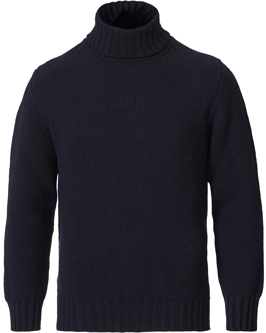 Herre | Trøjer | Drake's | Lambswool Rollneck Navy
