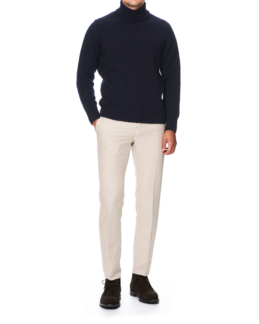 Herre | Trøjer | Drake's | Lambswool Rollneck Navy