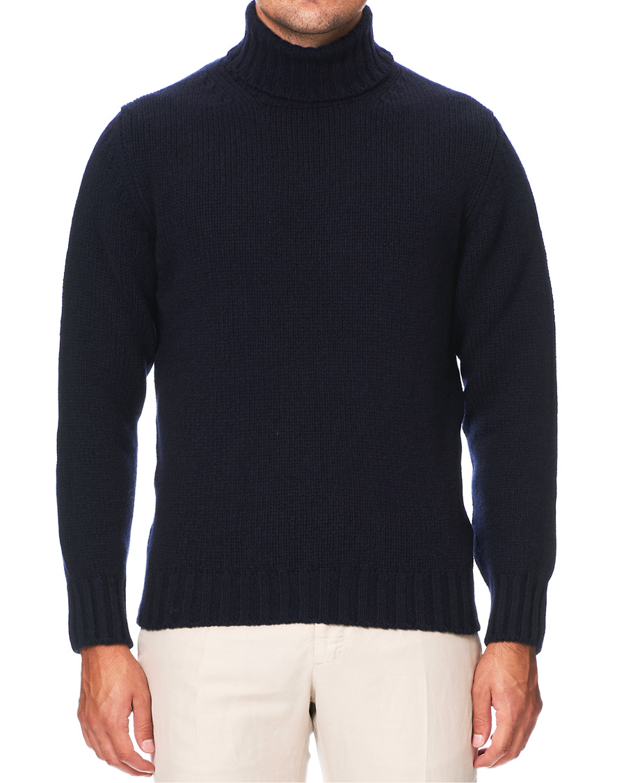 Herre | Trøjer | Drake's | Lambswool Rollneck Navy