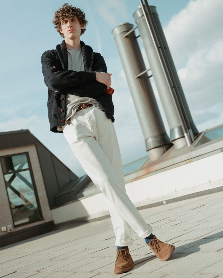 Herre | Trøjer | Drake's | Shawl Collar Rib Cardigan Navy