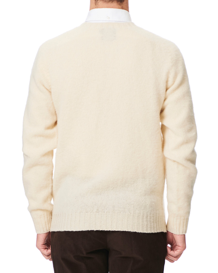 Herre | Trøjer | Drake's | Brushed Shetland Wool Crew Neck Cream