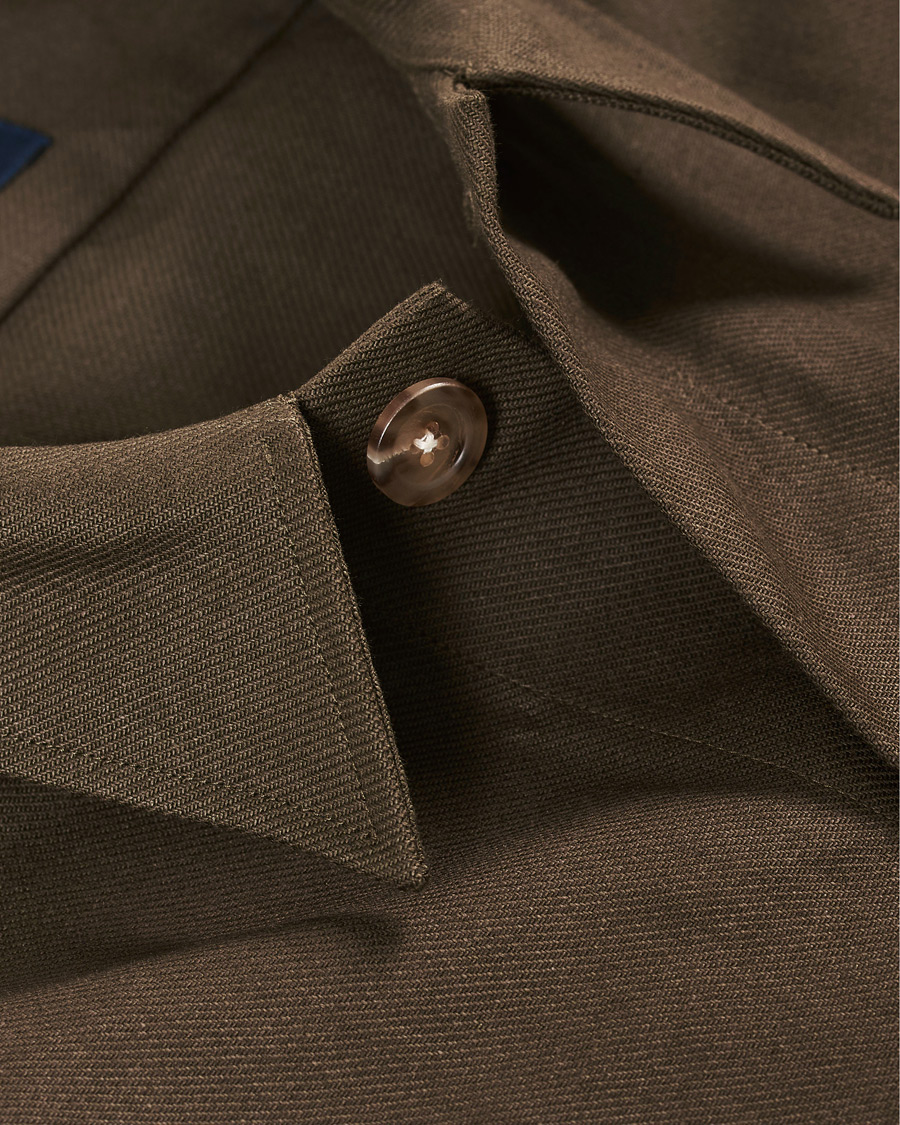Herre | Skjorter | Drake's | Solid Twill Overshirt Olive