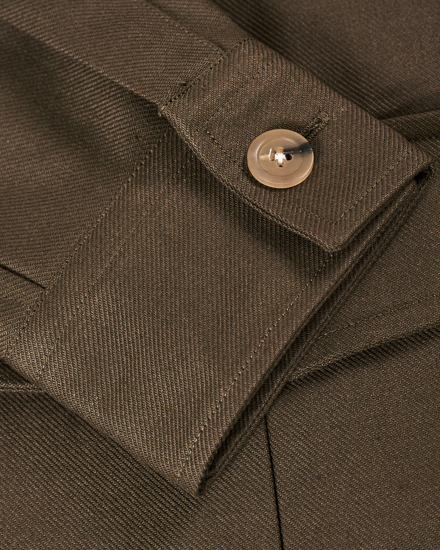 Herre | Skjorter | Drake's | Solid Twill Overshirt Olive
