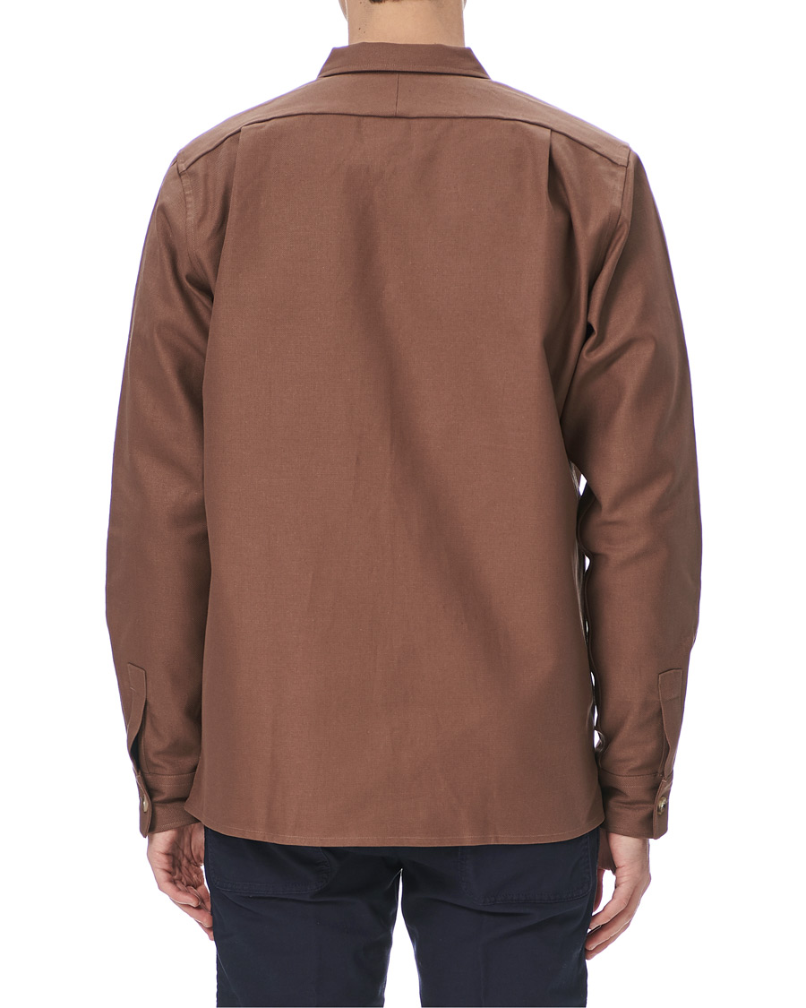 Herre | Skjorter | Drake's | Solid Twill Overshirt Brown