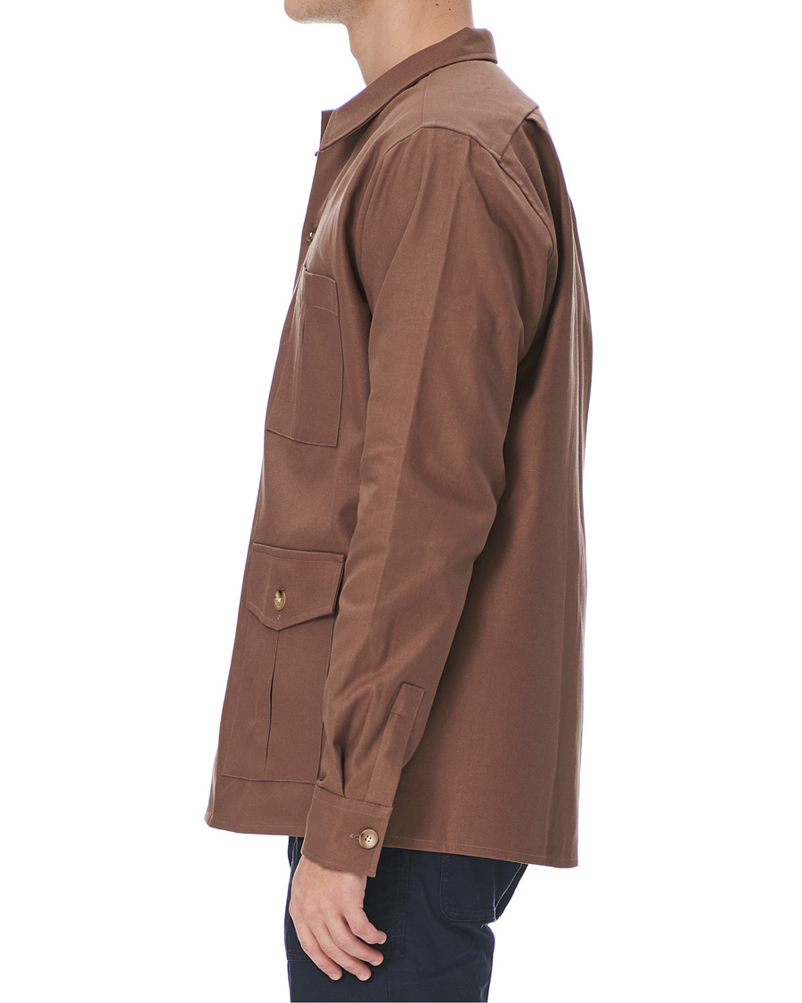 Herre | Skjorter | Drake's | Solid Twill Overshirt Brown