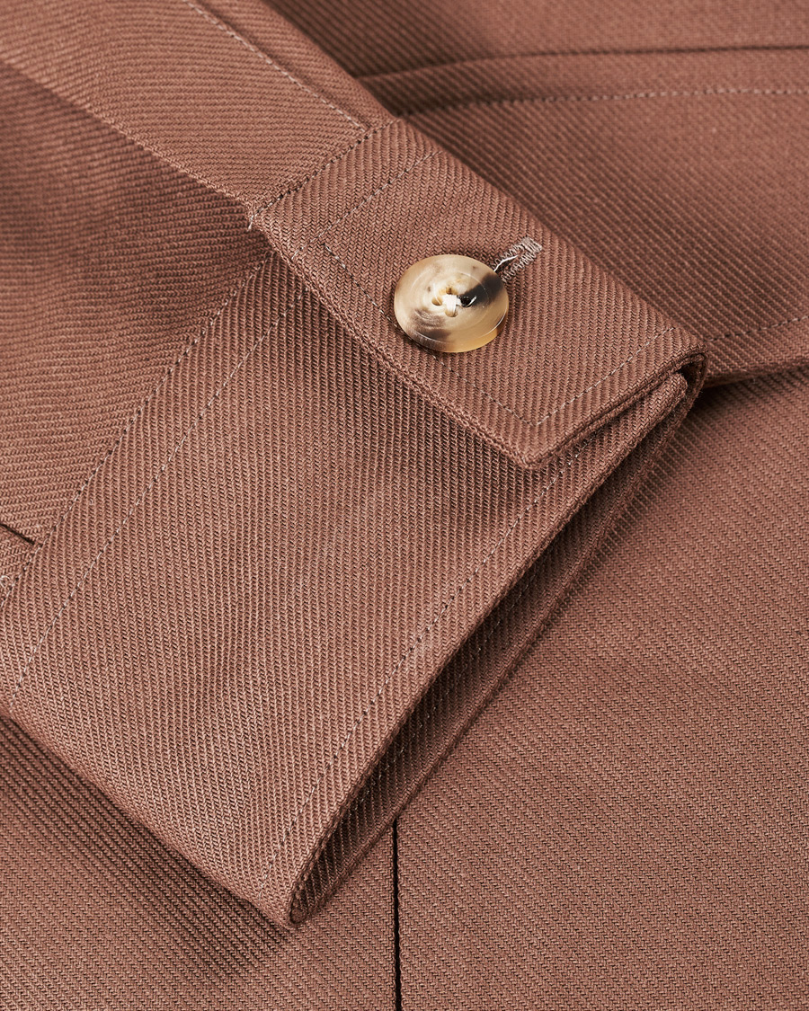 Herre | Skjorter | Drake's | Solid Twill Overshirt Brown