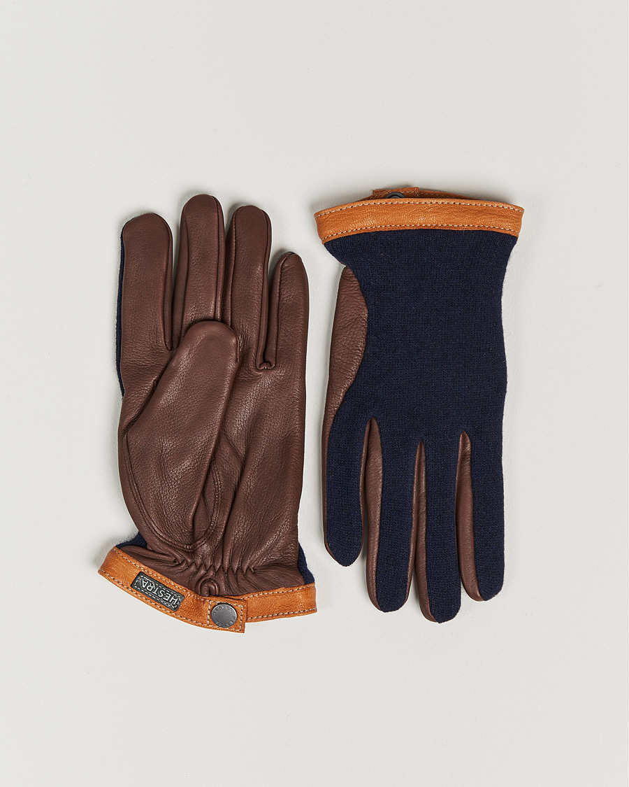 Hestra Deerskin Wool Glove Blue/Brown - CareOfCarl.dk