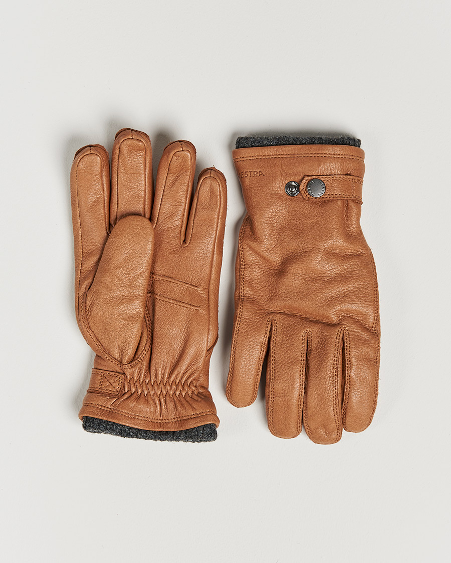 Herre | Handsker | Hestra | Utsjö Fleece Lined Buckle Elkskin Glove Cognac
