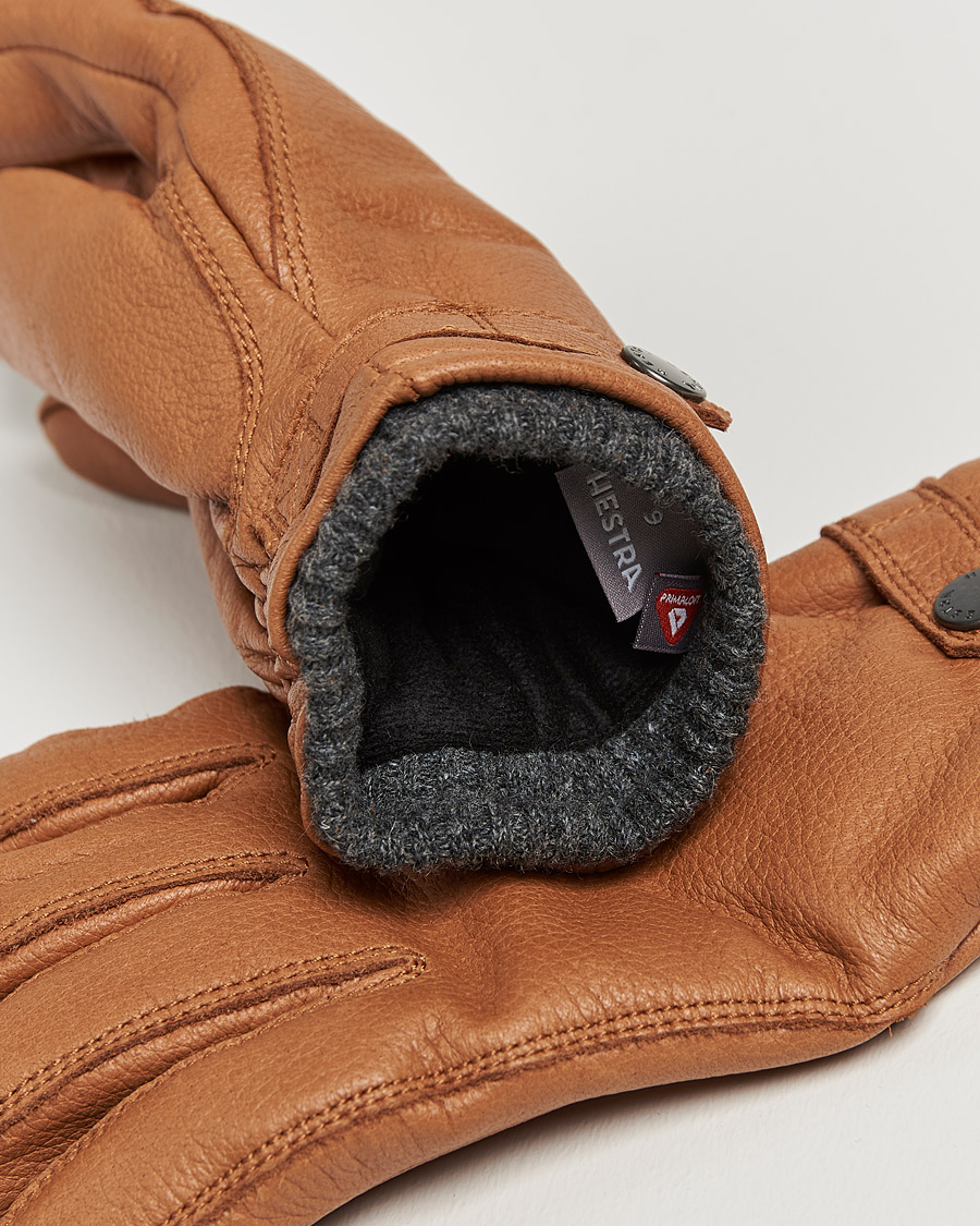 Herre | Handsker | Hestra | Utsjö Fleece Lined Buckle Elkskin Glove Cognac