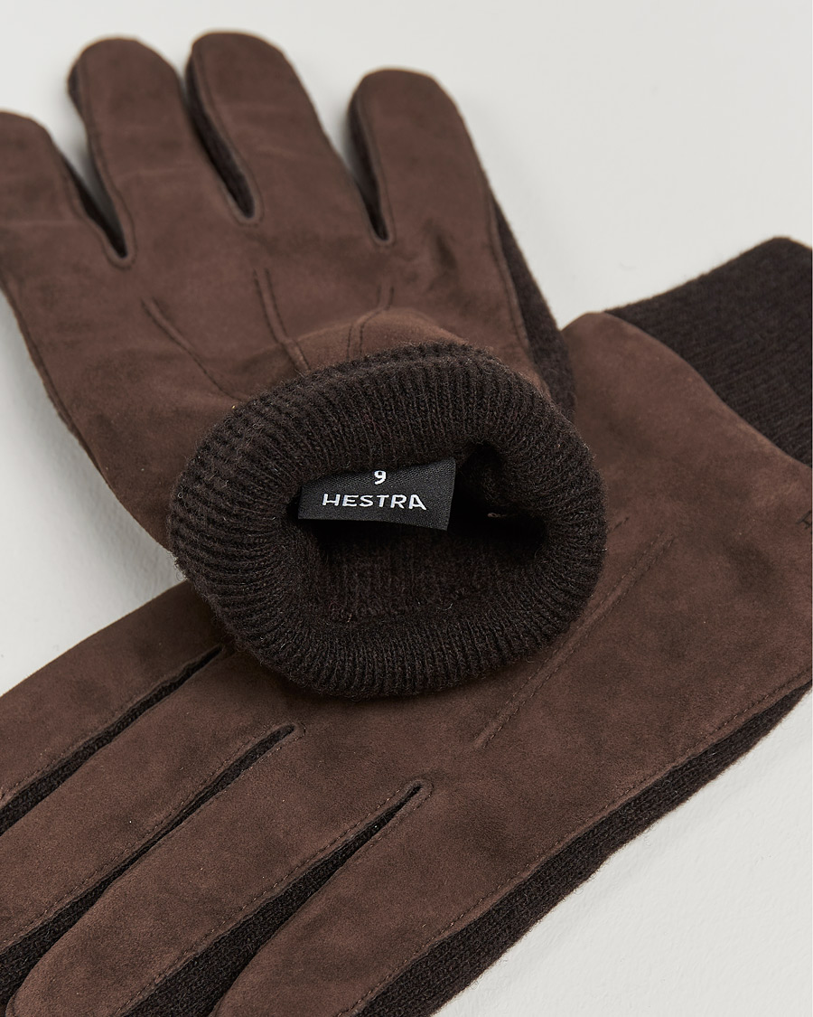 Herre | Tilbehør | Hestra | Geoffery Suede Wool Tricot Glove Espresso