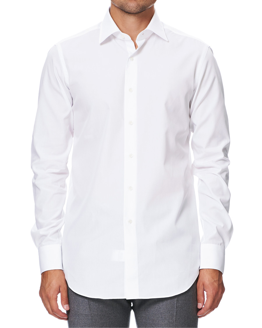 Herre | Skjorter | Kamakura Shirts | Slim Fit Pinpoint Oxford Shirt White