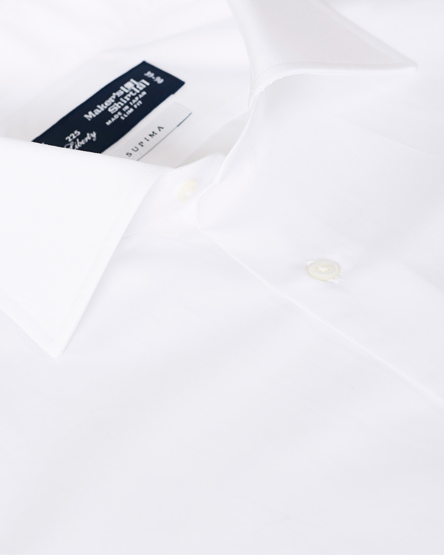 Herre | Skjorter | Kamakura Shirts | Slim Fit Pinpoint Oxford Shirt White