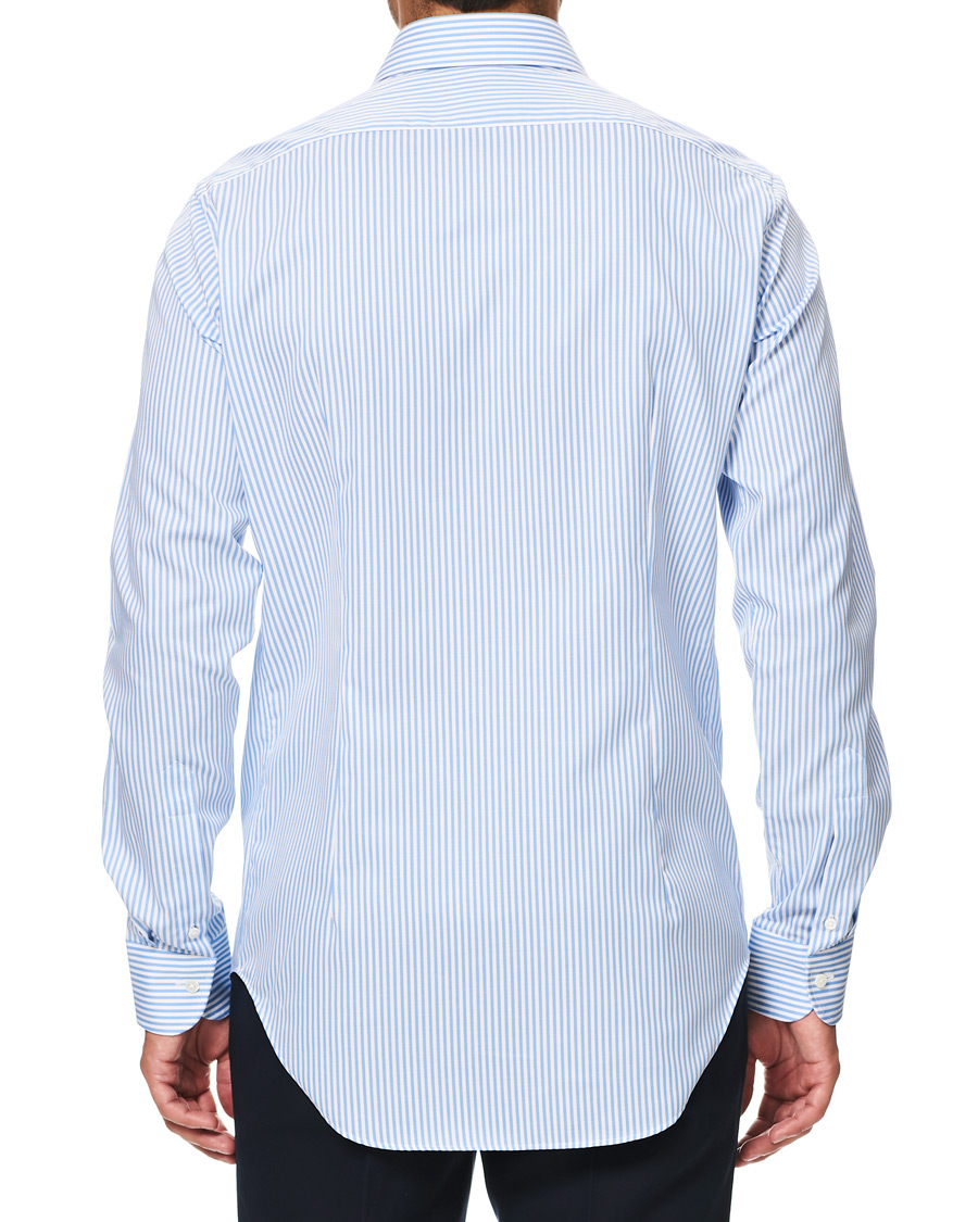 Herre | Skjorter | Kamakura Shirts | Slim Fit Striped Travel Shirt Blue/White