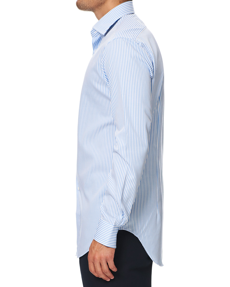 Herre | Skjorter | Kamakura Shirts | Slim Fit Striped Travel Shirt Blue/White