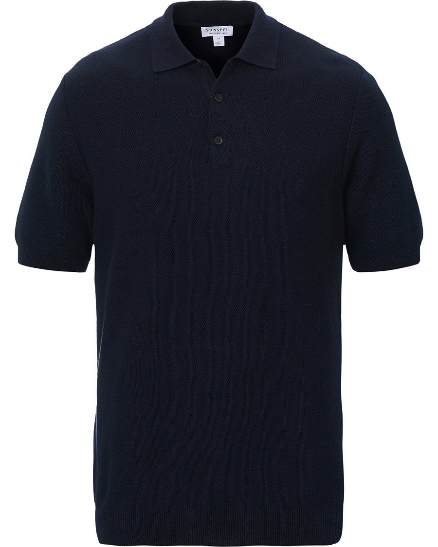 Herre | Polotrøjer | Sunspel | Fine Texture Polo Navy