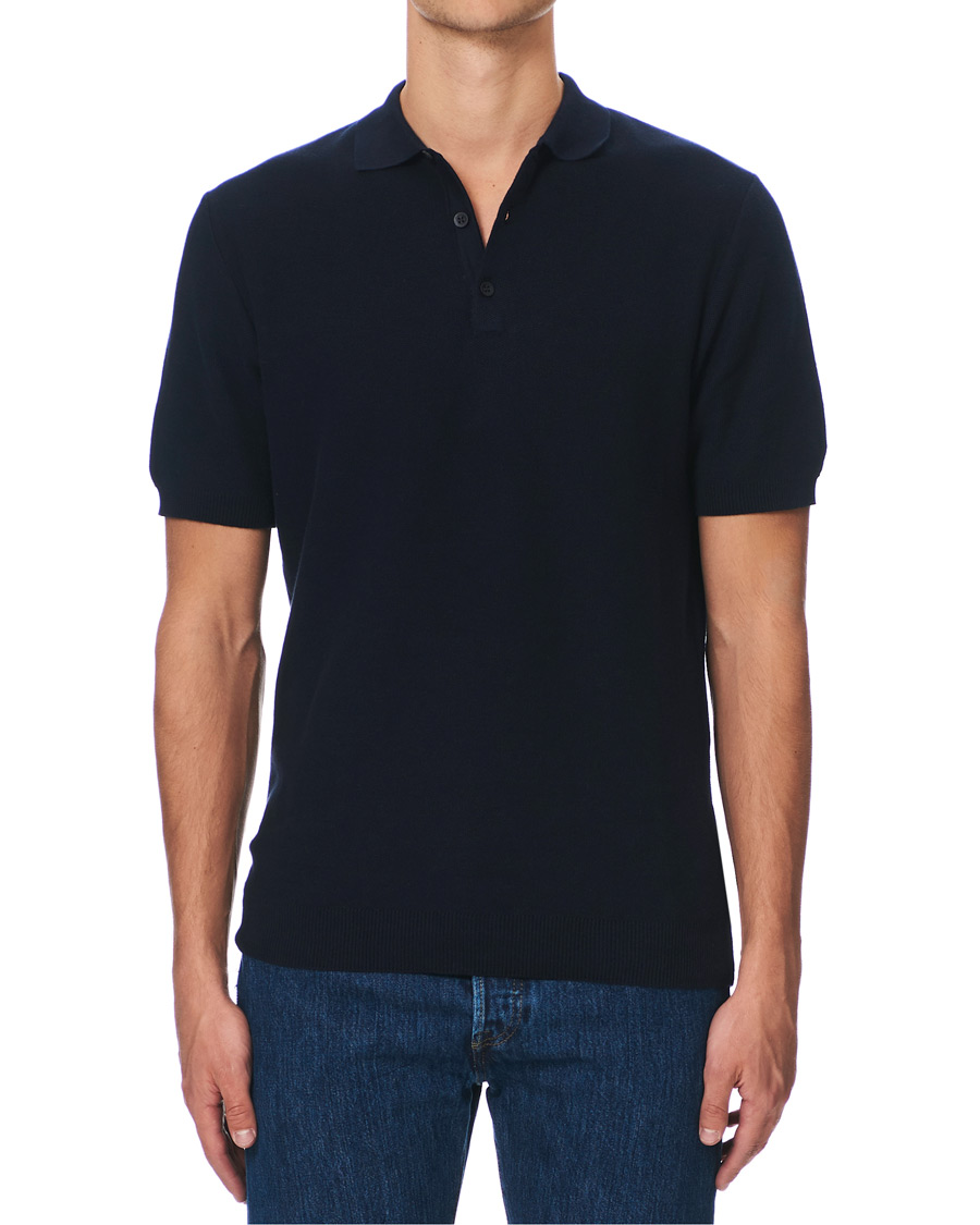 Herre | Polotrøjer | Sunspel | Fine Texture Polo Navy