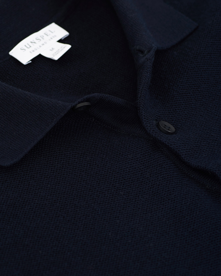 Herre | Polotrøjer | Sunspel | Fine Texture Polo Navy