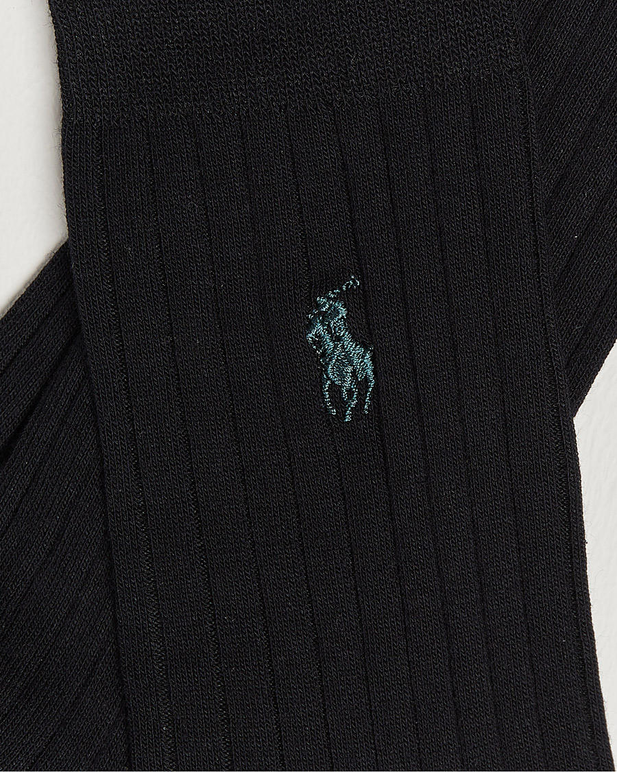 Herre | Preppy AuthenticGAMMAL | Polo Ralph Lauren | 3-Pack Egyptian Cotton Ribbed Socks Black