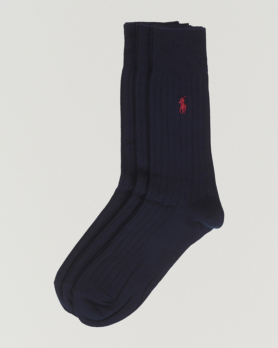 Herre | Undertøj | Polo Ralph Lauren | 3-Pack Egyptian Rib Crew Socks Navy
