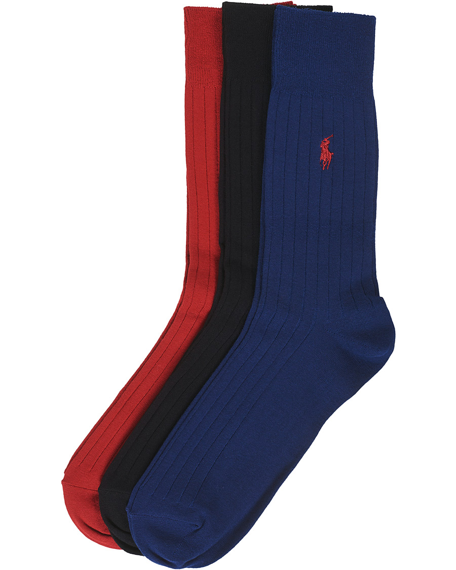 Herre |  | Polo Ralph Lauren | 3-Pack Egyptian Cotton Socks Royal/Black/Red