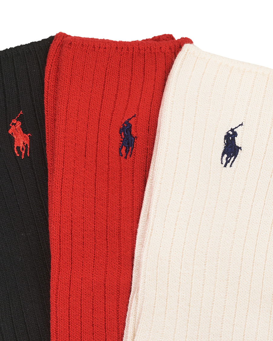 Herre | Undertøj | Polo Ralph Lauren | 3-Pack Gift Box Ribbed Socks Red/Cream/Black