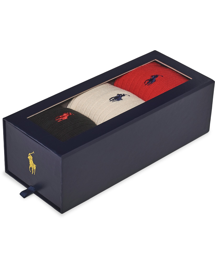 Herre | Undertøj | Polo Ralph Lauren | 3-Pack Gift Box Ribbed Socks Red/Cream/Black