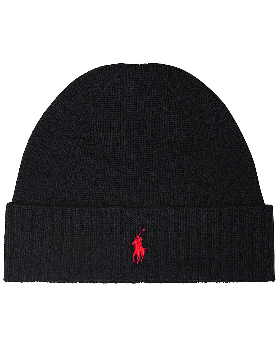 Herre | Polo Ralph Lauren Merino Wool Beanie Polo Black | Polo Ralph Lauren | Merino Wool Beanie Polo Black