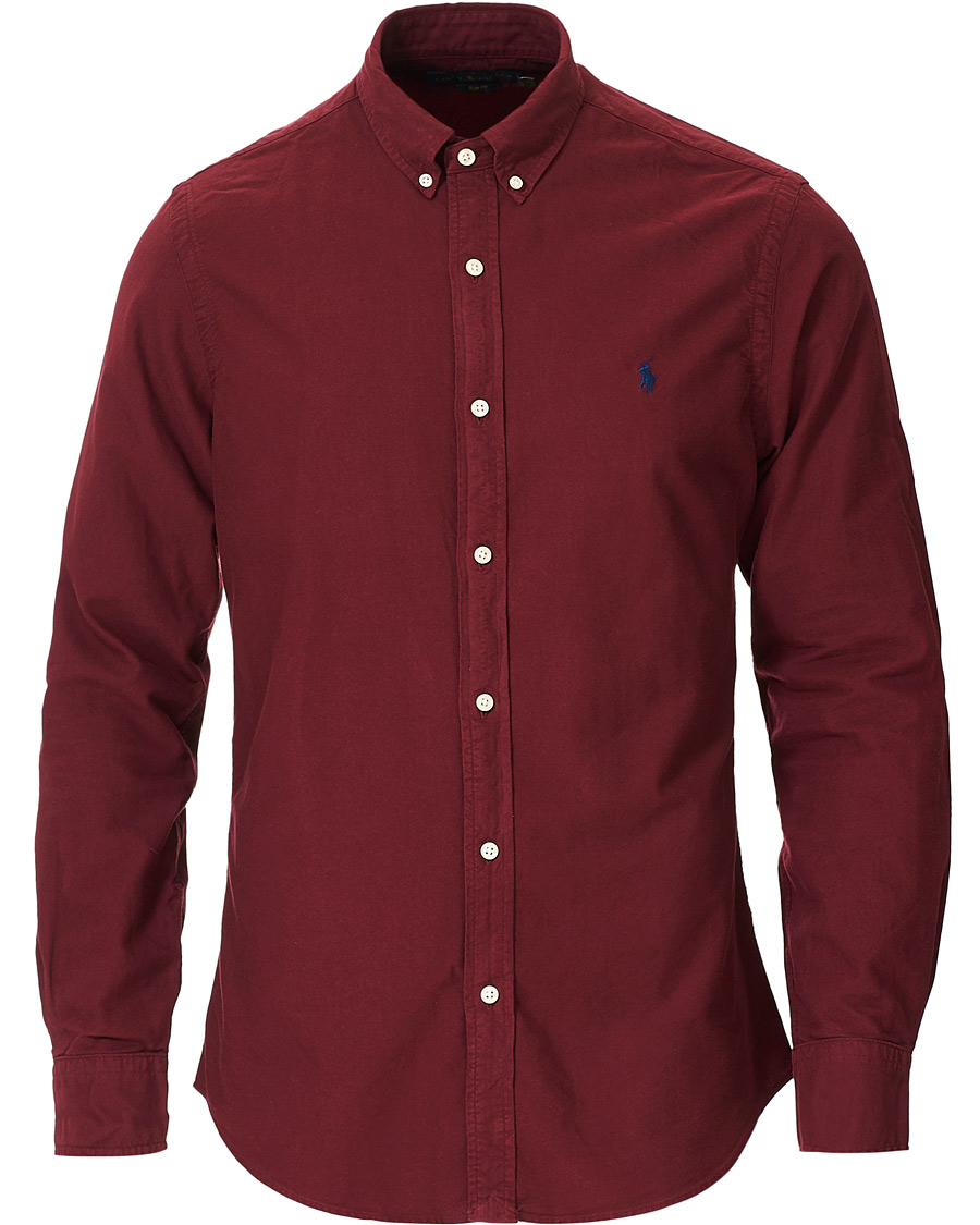 Herre | Skjorter | Polo Ralph Lauren | Slim Fit Garment Dyed Oxford Shirt Wine