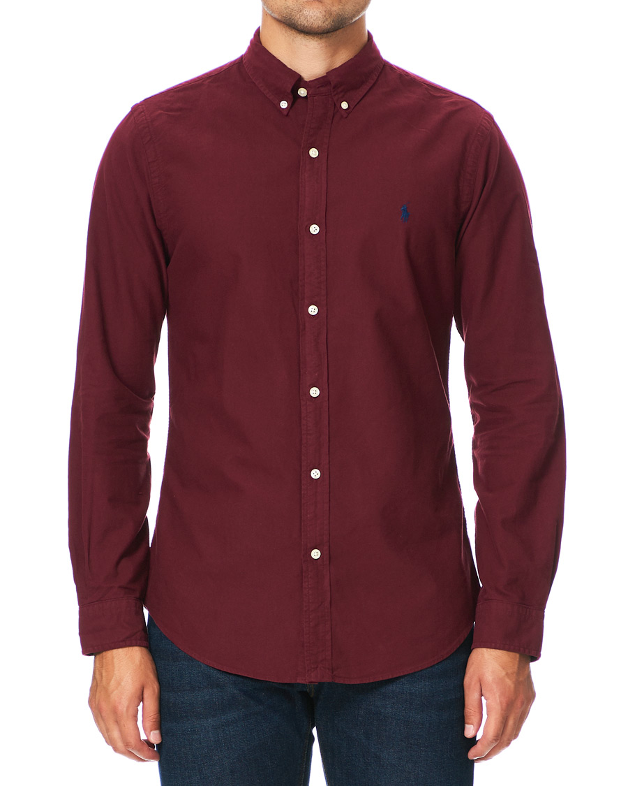 Herre | Skjorter | Polo Ralph Lauren | Slim Fit Garment Dyed Oxford Shirt Wine