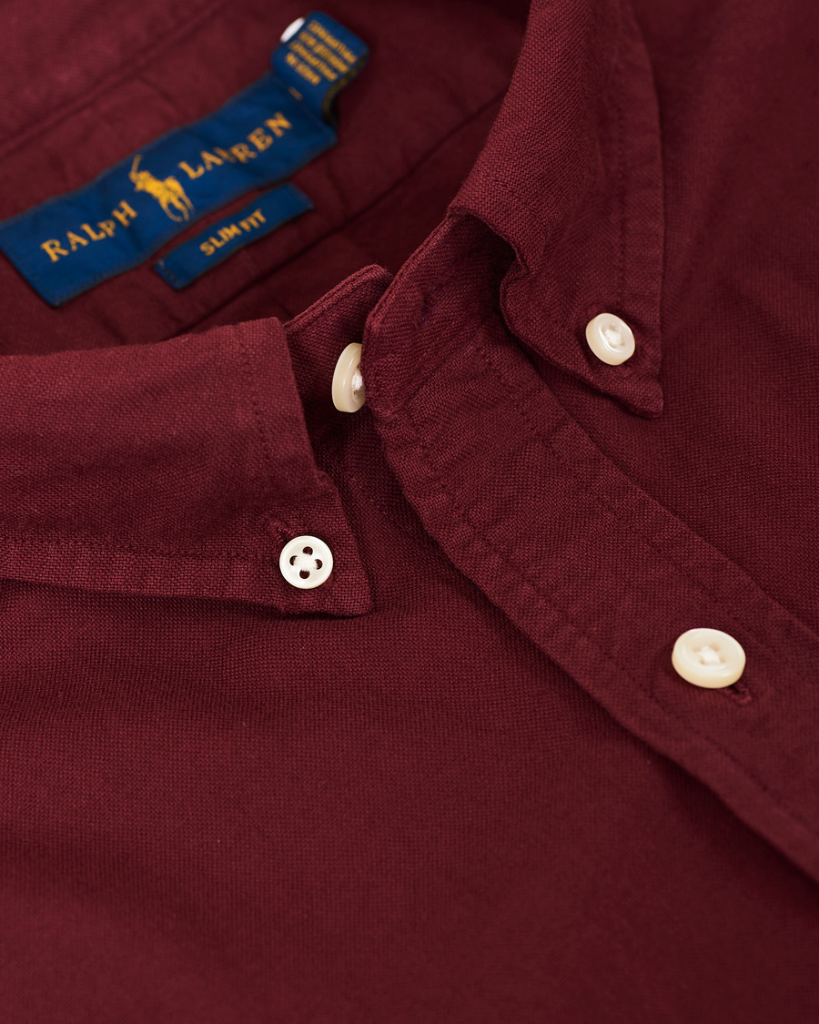 Herre | Skjorter | Polo Ralph Lauren | Slim Fit Garment Dyed Oxford Shirt Wine