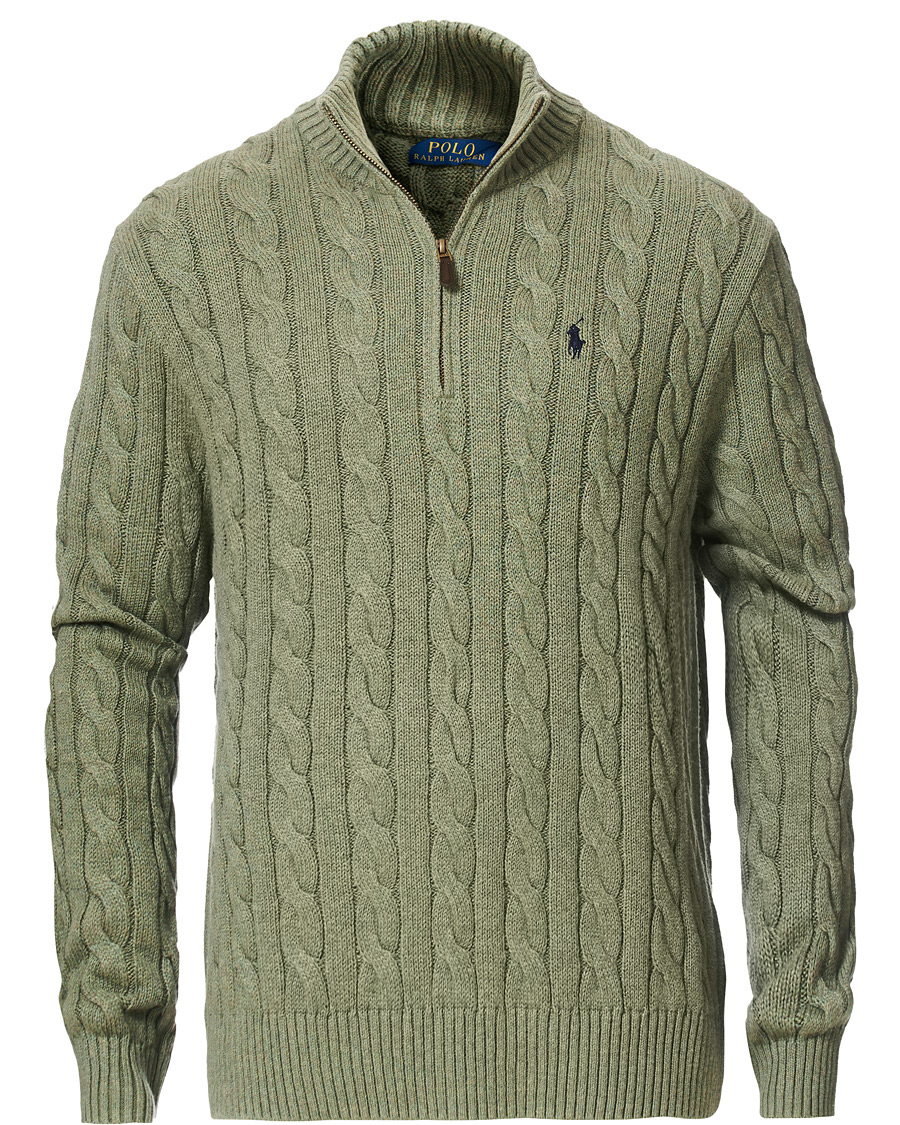 Herre | Trøjer | Polo Ralph Lauren | Cotton Cable Half Zip Green