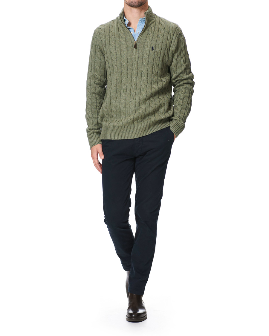 Herre | Trøjer | Polo Ralph Lauren | Cotton Cable Half Zip Green