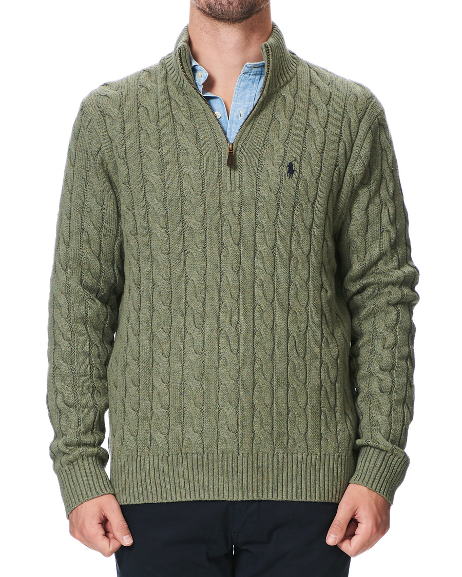 Herre | Trøjer | Polo Ralph Lauren | Cotton Cable Half Zip Green