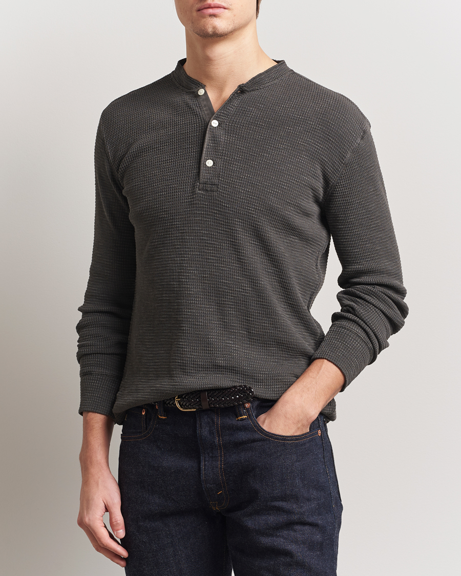Herre | Trøjer | RRL | Long Sleeve Henley Faded Black