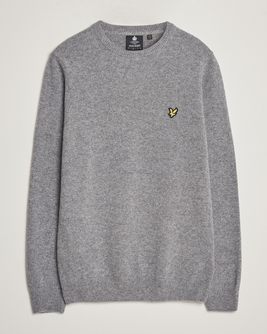 Herre | Trøjer | Lyle & Scott | Lambswool Crew Neck Pullover Mid Grey Melange