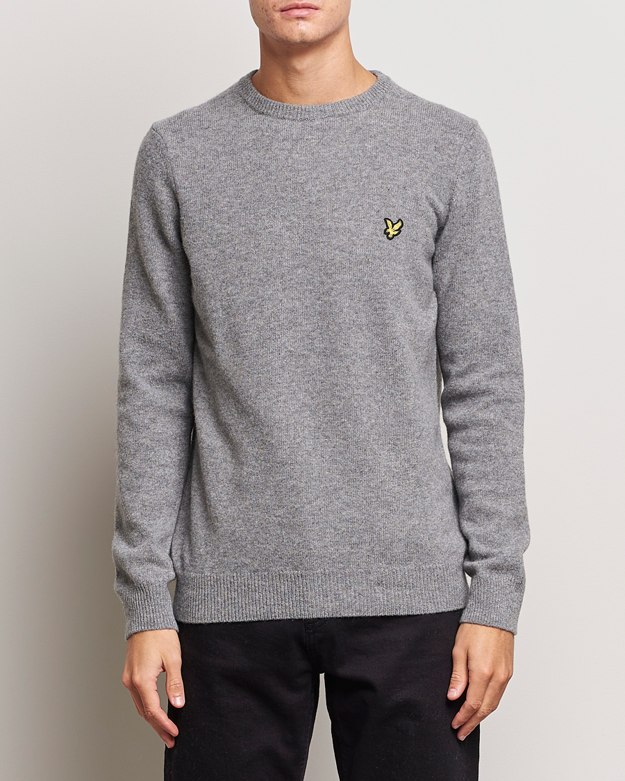 Herre | Trøjer | Lyle & Scott | Lambswool Crew Neck Pullover Mid Grey Melange