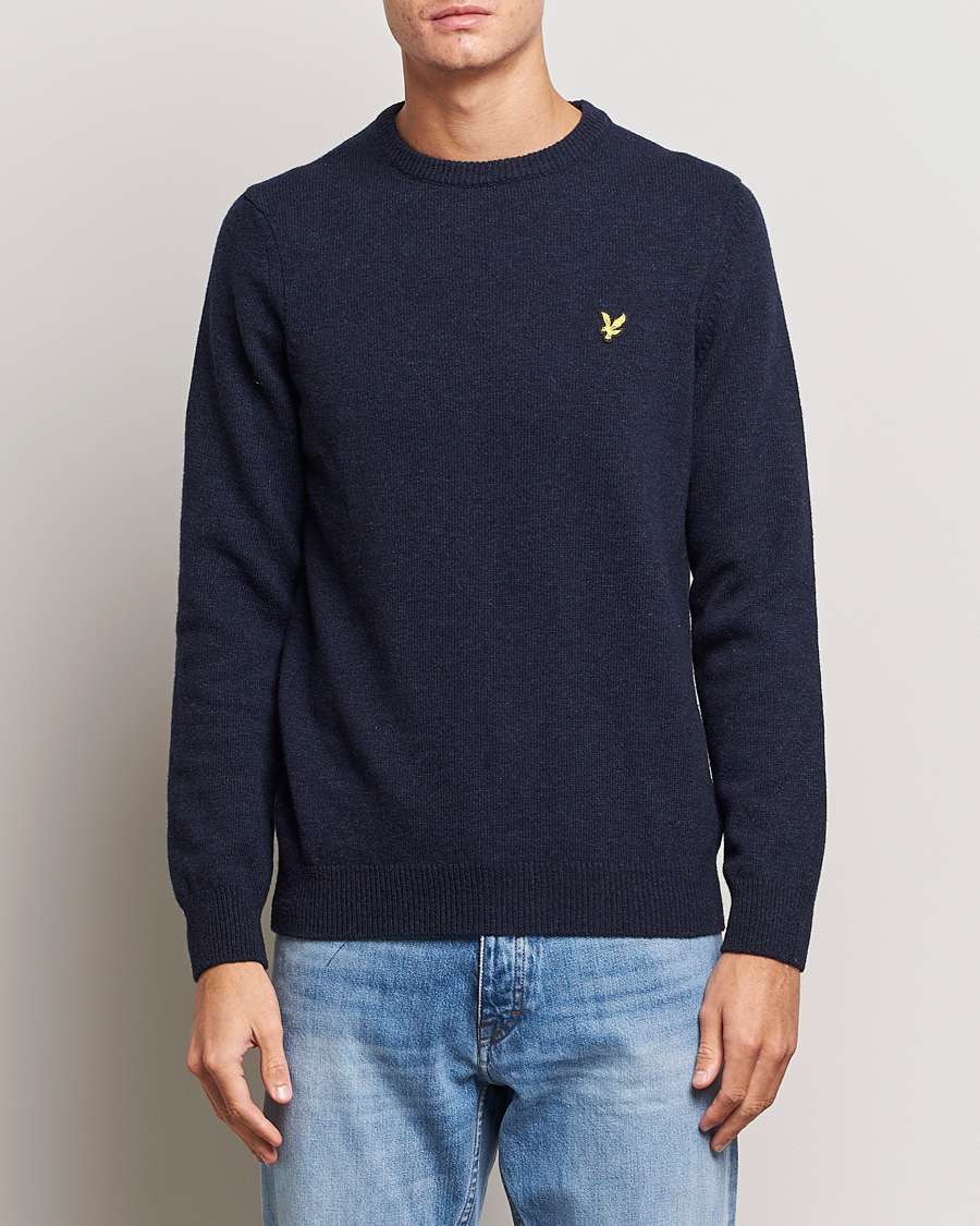 Herre | Trøjer | Lyle & Scott | Lambswool Crew Neck Pullover Dark Navy Marl