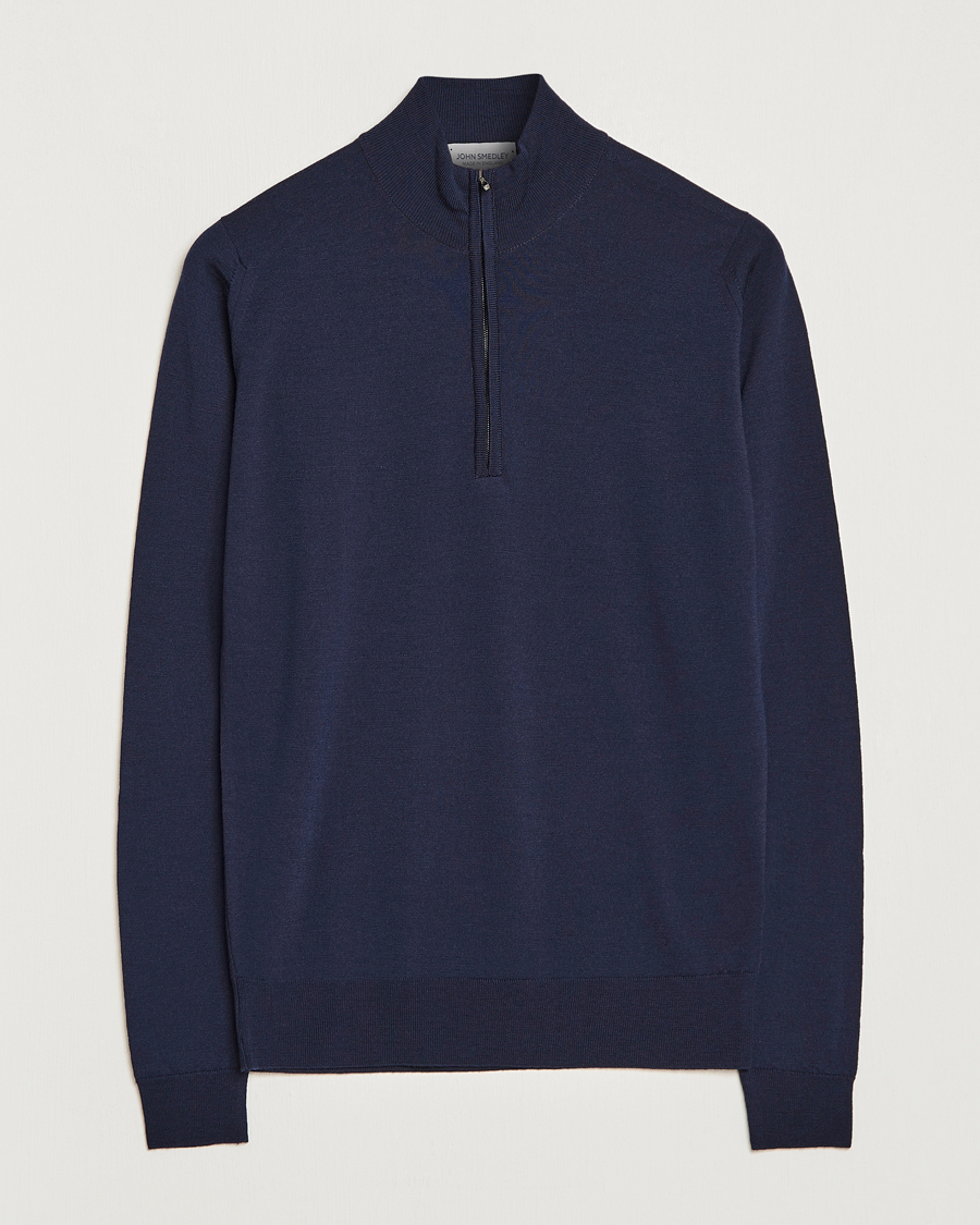 Herre | Trøjer | John Smedley | Barrow Extra Fine Merino Half Zip Midnight