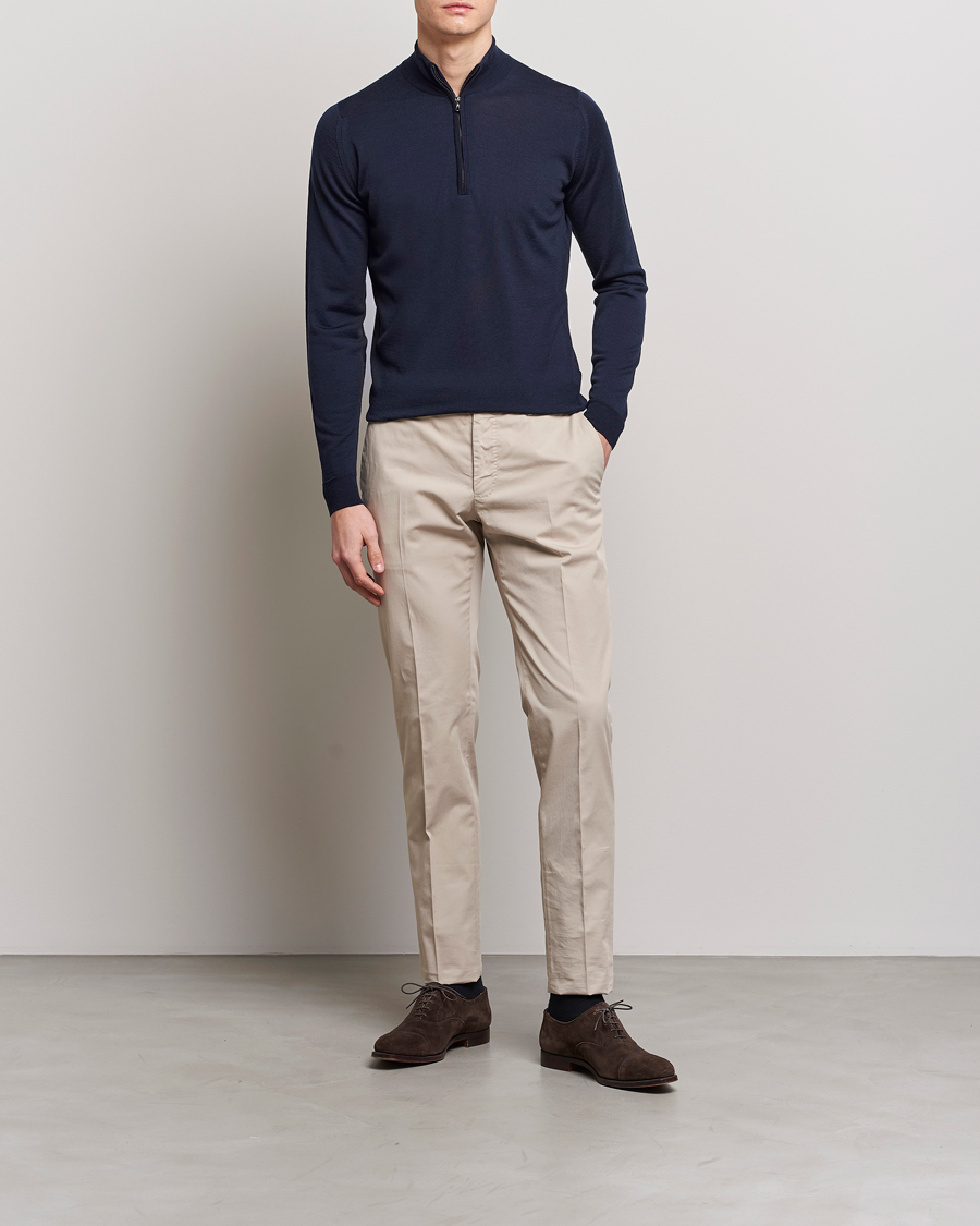 Herre | Trøjer | John Smedley | Barrow Extra Fine Merino Half Zip Midnight