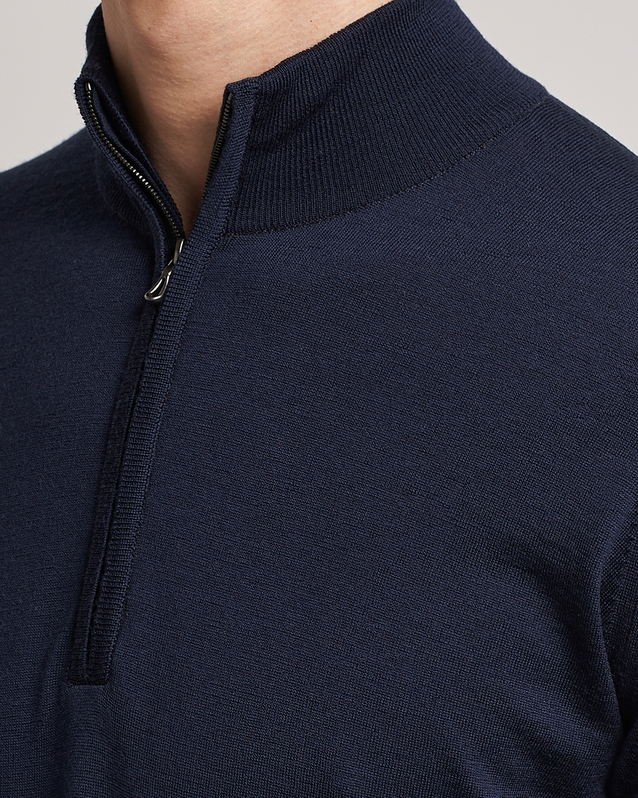 Herre | Trøjer | John Smedley | Barrow Extra Fine Merino Half Zip Midnight