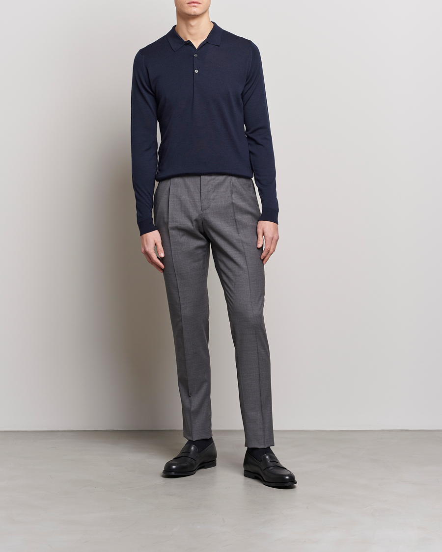Herre | Trøjer | John Smedley | Belper Extra Fine Merino Polo Pullover Midnight