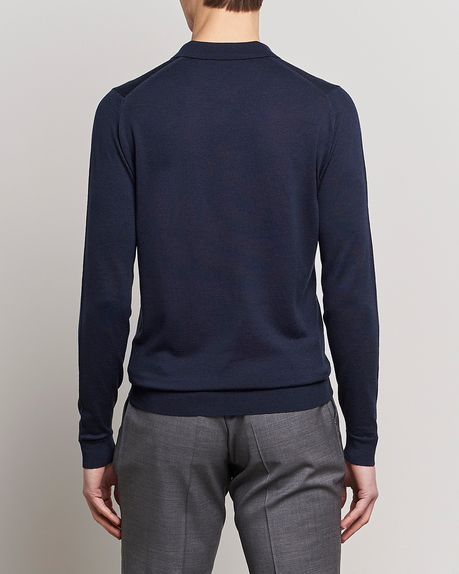 Herre | Trøjer | John Smedley | Belper Extra Fine Merino Polo Pullover Midnight