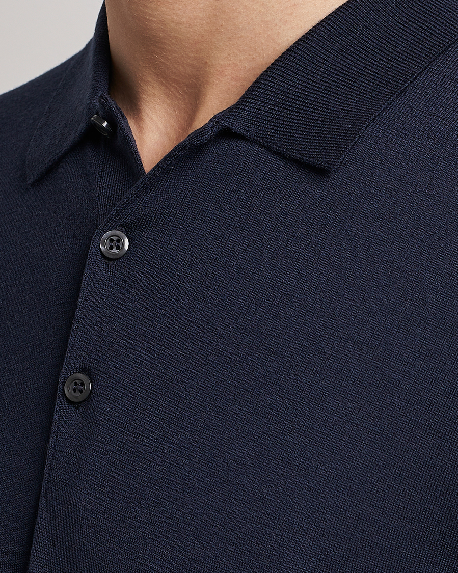 Herre | Trøjer | John Smedley | Belper Extra Fine Merino Polo Pullover Midnight