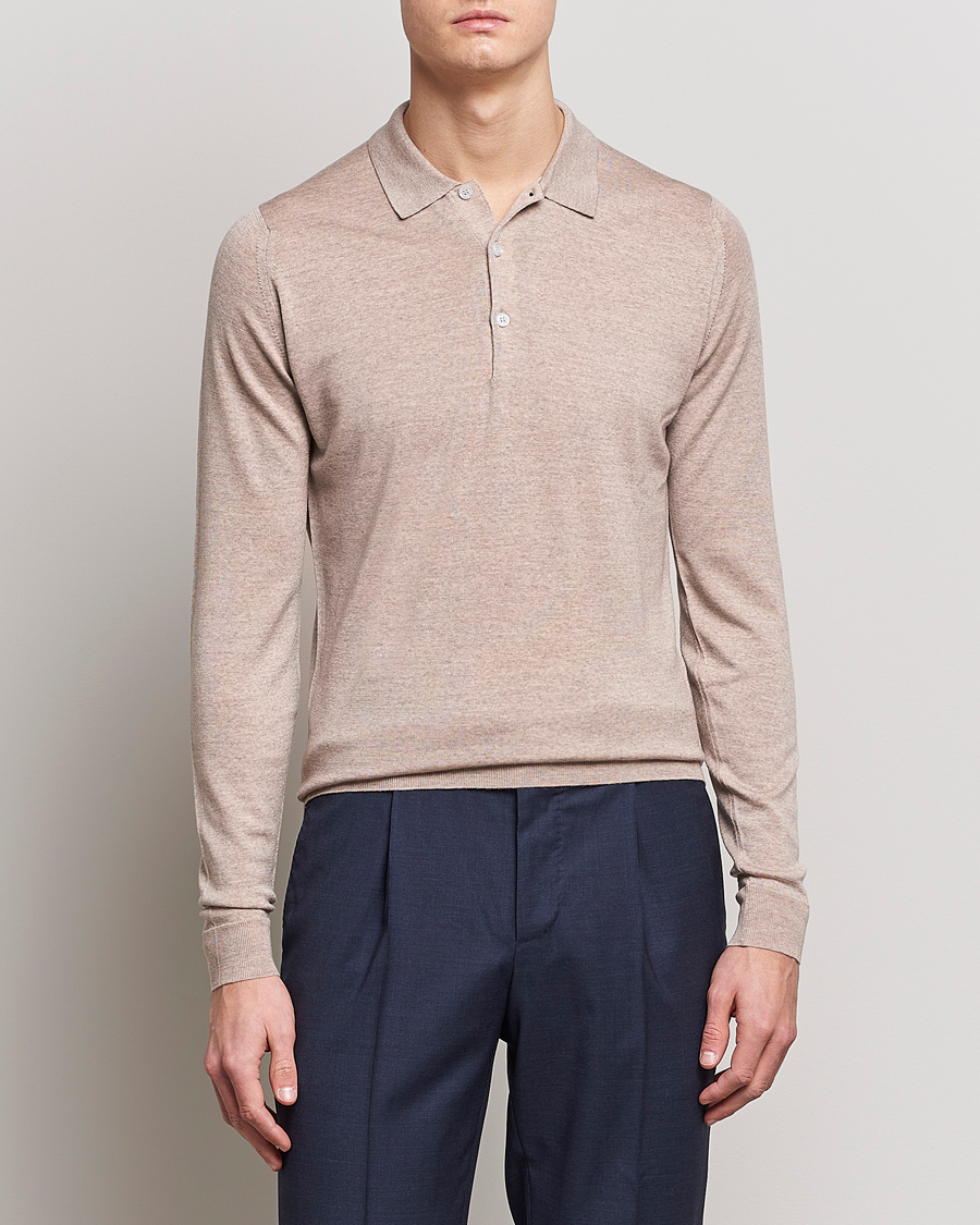 Herre | Afdelinger | John Smedley | Belper Extra Fine Merino Polo Pullover Soft Fawn